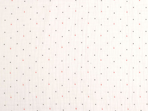 Premium Polka Dot Double Gauze Muslin Fabric - Off-White Cotton Fabric for Apparel, Swaddles, and Crafts