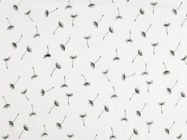 Premium Double Gauze Cotton Muslin Fabric - Dandelion Fluff Print (Off-White)