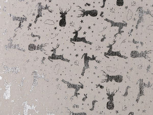 Premium Metallic Reindeer Christmas Fabric - Linen-Imitation Cotton Canvas for Sewing and Decor