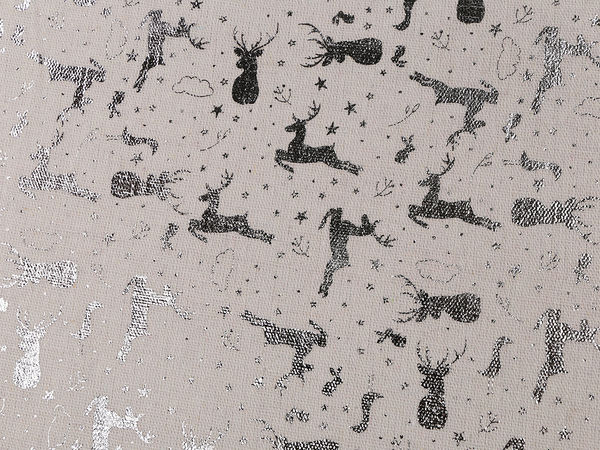 Premium Metallic Reindeer Christmas Fabric - Linen-Imitation Cotton Canvas for Sewing and Decor