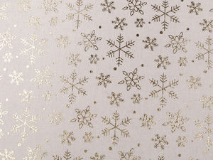 Premium Christmas Cotton Fabric - Metallic Snowflake Linen-Imitation Canvas for Holiday Sewing and Decor
