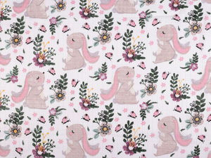 Premium Double-Layer Cotton Muslin Fabric - Cute Rabbit Pattern for Baby Diapers, Canopies & Accessories