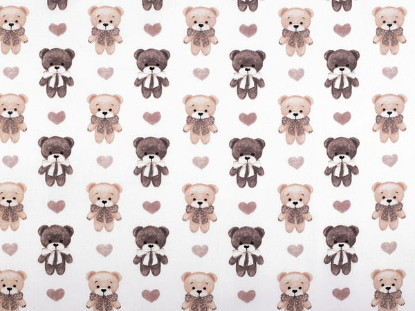 Premium Teddy Bear Print Cotton Canvas Fabric for Children's Bedding & DIY Crafts