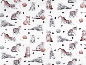 Premium Cat Motif Cotton Canvas Fabric - Playful Children's Pattern for Bedding, Decor & Sewing Crafts