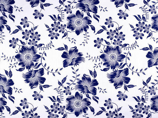 Premium Floral Motif Cotton Canvas Fabric - High-Quality Cotton-Linen Blend