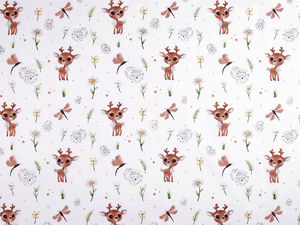 Premium Cotton Canvas Fabric with Forest Deer Motif - Ideal for Bedding, Pillows, and Home Decor