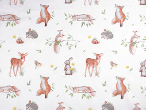 Premium Cotton Canvas Fabric with Forest Animals Print - High-Quality Sewing & Craft Material