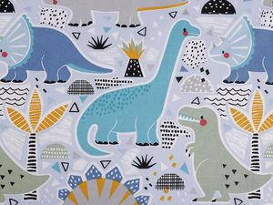 Premium Dinosaur Print Cotton Canvas Fabric | Kids Jurassic Motif for Pillows, Sheets & Bags