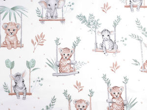 Premium Safari Animals Cotton Canvas Fabric - Nursery & Children's Sewing Material