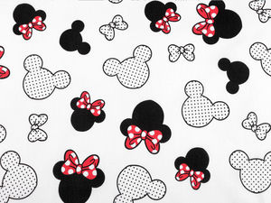 Premium Mickey & Minnie Mouse Cotton Canvas Fabric for Sewing and Crafting