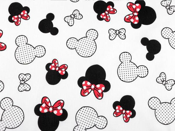 Premium Mickey & Minnie Mouse Cotton Canvas Fabric for Sewing and Crafting