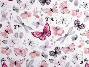 Premium Butterfly Print Cotton Canvas Fabric for Bedding, Tablecloths, and Crafts