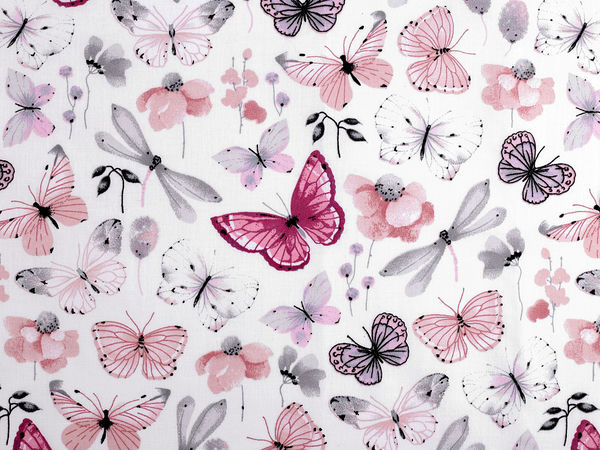 Premium Butterfly Print Cotton Canvas Fabric for Bedding, Tablecloths, and Crafts