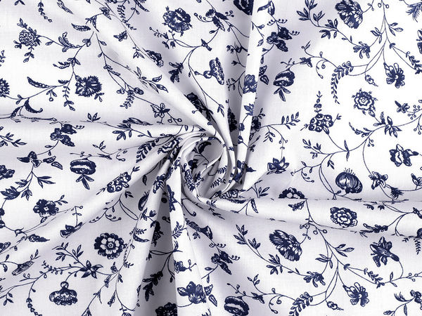 Premium Floral Cotton Canvas Fabric - Botanical & Flower Motif Crafting Material