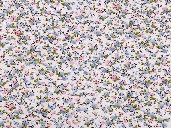 Premium Floral Print Cotton Fabric - Soft Cotton-Linen Blend with Delicate Flower Motifs