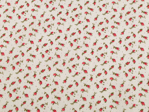 Premium Cotton Linen Canvas Fabric with Delicate Small Flower Motifs - Creamy Light Pink
