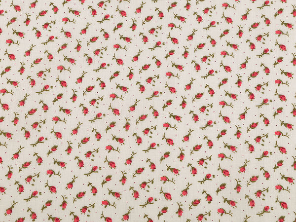 Premium Cotton Linen Canvas Fabric with Delicate Small Flower Motifs - Creamy Light Pink