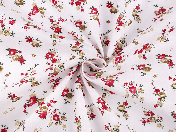 Premium Floral Cotton Linen Canvas Fabric - Small Flower Motif
