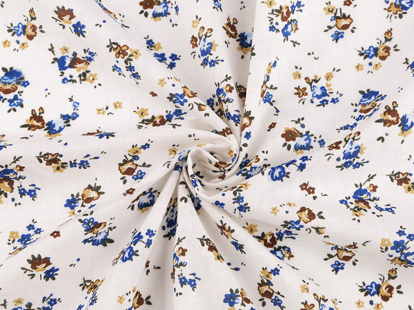 Premium Floral Cotton Linen Canvas Fabric - Small Flower Motif