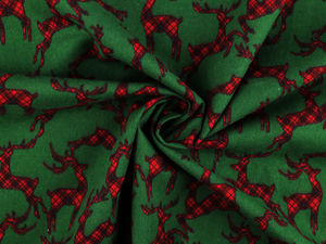 Festive Christmas Motif Cotton Flannel Fabric - Soft & Warm Material for Sleepwear, Apparel & Home Decor