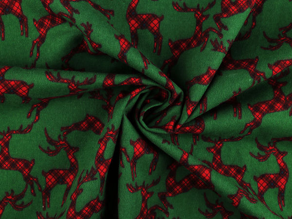 Festive Christmas Motif Cotton Flannel Fabric - Soft & Warm Material for Sleepwear, Apparel & Home Decor