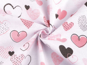 Premium Heart Pattern Cotton Flannel Fabric - Soft Light Pink Craft & Bedding Material