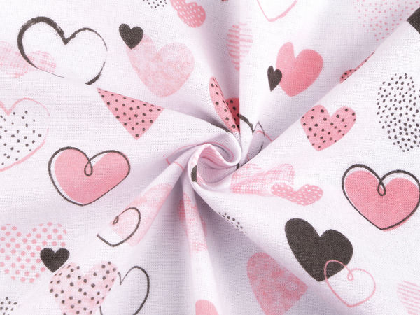 Premium Heart Pattern Cotton Flannel Fabric - Soft Light Pink Craft & Bedding Material