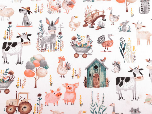 Premium Pet Motif Cotton Canvas Fabric - High-Quality Cotton for Bedding, Home Decor, and Crafts