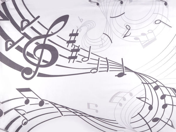 Premium Music Notes Cotton Canvas Fabric - Musical Notation Print for Sewing, Bedding, and Accessories
