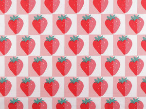 Premium Strawberry Print Cotton Canvas Fabric - High-Quality Sewing Material for Home Decor, Bags, and Accessories