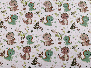 Premium Dinosaur Motif Cotton Canvas Fabric - Children's Craft & Home Decor Sewing Material