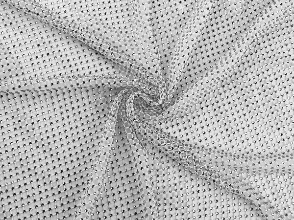 Premium Four-Way Stretch Rhinestone Mesh Fabric - Elastic Netting for Evening Wear and Ball Gowns