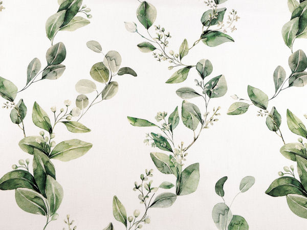 Premium Cotton Blend Half Panama Fabric - Botanical Print for Home Decor & Crafting