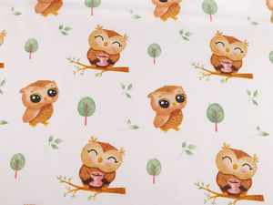 Premium Owl Print Cotton Canvas Fabric for Kids Bedding, Home Decor & Sewing Crafts