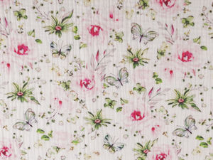 Premium Double Gauze Muslin Fabric - Meadow Flowers Floral Print