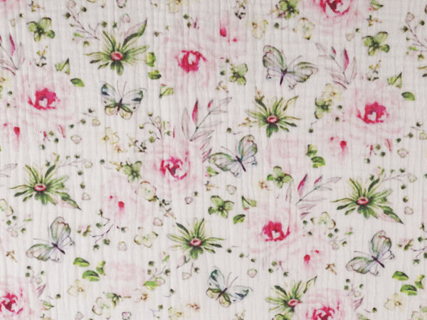 Premium Double Gauze Muslin Fabric - Meadow Flowers Floral Print