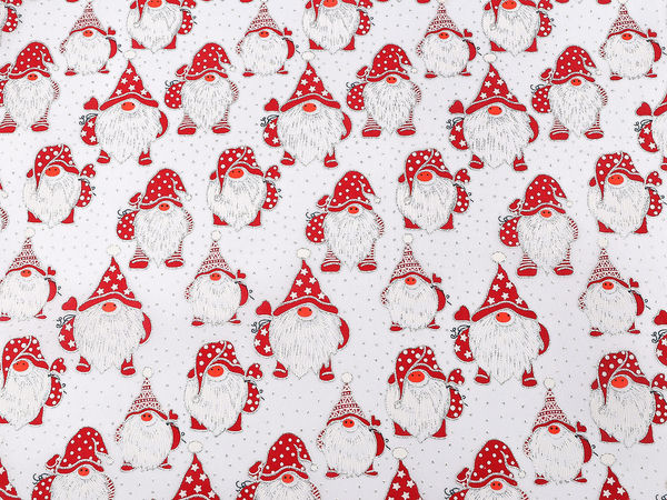 Premium Glitter Christmas Elf Decorative Fabric - Stiff Craft Canvas for Holiday Tablecloths and Sewing (White)