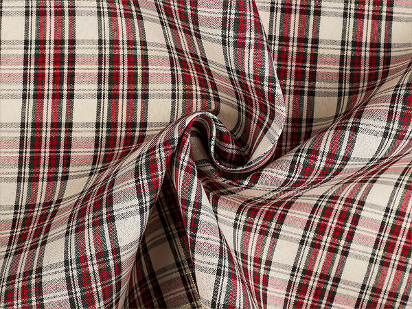 Premium Checkered Christmas Fabric with Glittering Lurex | Festive Holiday Crafting & Decorating Fabric