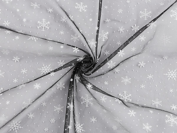 Snowflake Print Christmas Tulle Fabric by the Metre - Soft Stretch Mesh for Veils, Skirts, Costumes & Winter Decor
