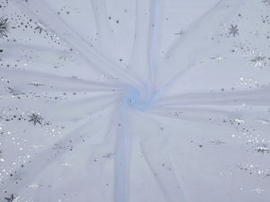 Premium Double-Sided Snowflake Print Tulle Fabric by the Metre - Soft Mesh for Skirts, Costumes, and Festive Decor