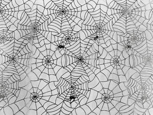 Premium Black Spider Web Tulle Netting Fabric - Lightweight Glossy Print for Halloween Costumes, Skirts, & Gothic Decor (Sold per Metre)