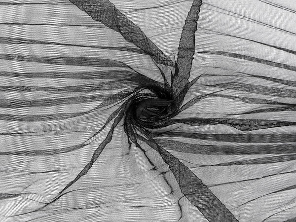 Premium Black Pleated Tulle Fabric by the Metre - Elastic Mesh for Gowns, Skirts, and Blouses
