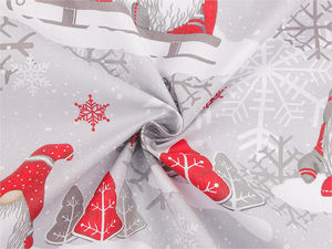 Premium Christmas Elf Cotton Canvas Fabric - Light Grey Holiday Sewing & Craft Material