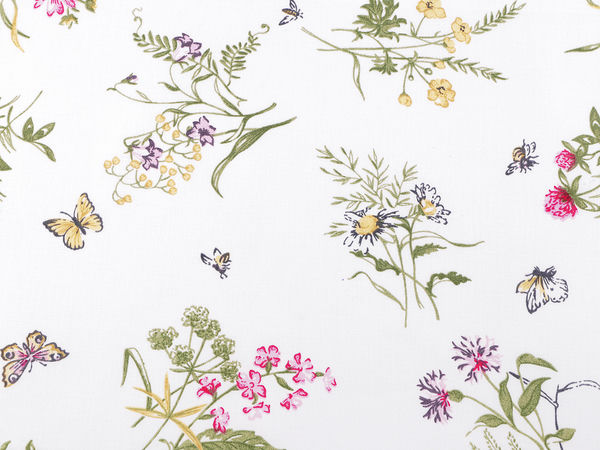 Premium Wildflower Print Cotton Linen Canvas Fabric - High-Quality Sewing Material for Bedding, Curtains, and Home Decor