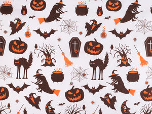 Premium Halloween Cotton Canvas Fabric – Festive Print for Home Decor & Sewing Crafts