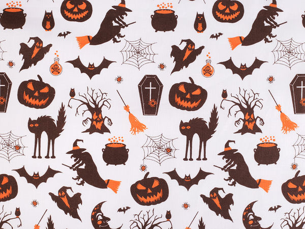 Premium Halloween Cotton Canvas Fabric – Festive Print for Home Decor & Sewing Crafts
