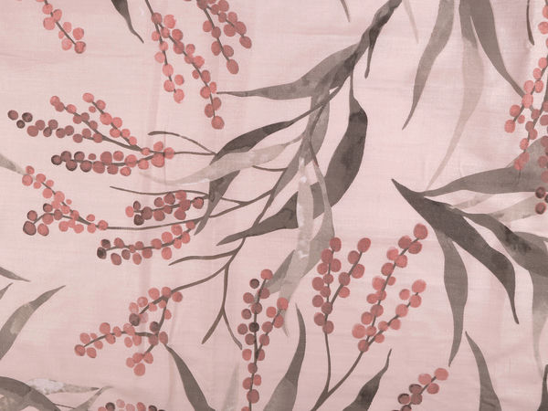 Premium Botanical Leaf Print Cotton Canvas Fabric - 220cm Extra Wide - Elegant Floral Textile for Home Decor, Bedding, and Curtains