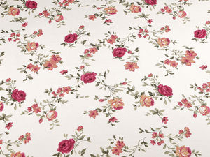 Premium Loneta Decorative Fabric with Digital Print - Ecru Light Beige & Flowers