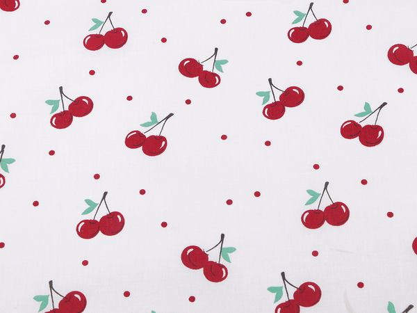 Premium Cherry Print Cotton Canvas Fabric for Sewing, Crafts, and Home Decor