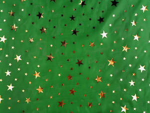 Christmas Decorative Fabric with Star Pattern - Soft Semi-Transparent PES Craft & Decor Material